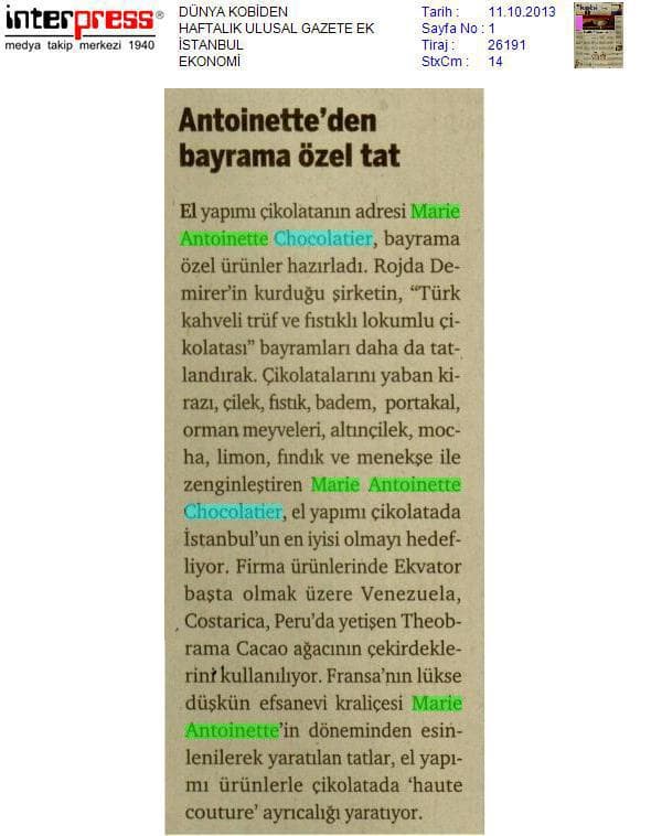 Dünya KOBİden — Antoinette'den Bayrama Özel Tat