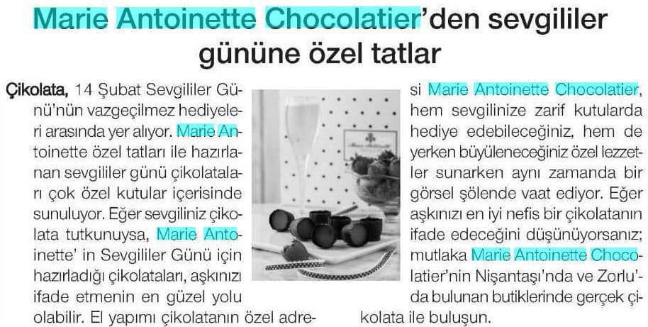 Birden Fazla Ulusal Dergi — Marie Antoinette Chocolatier ile Çikolata Aşkına!